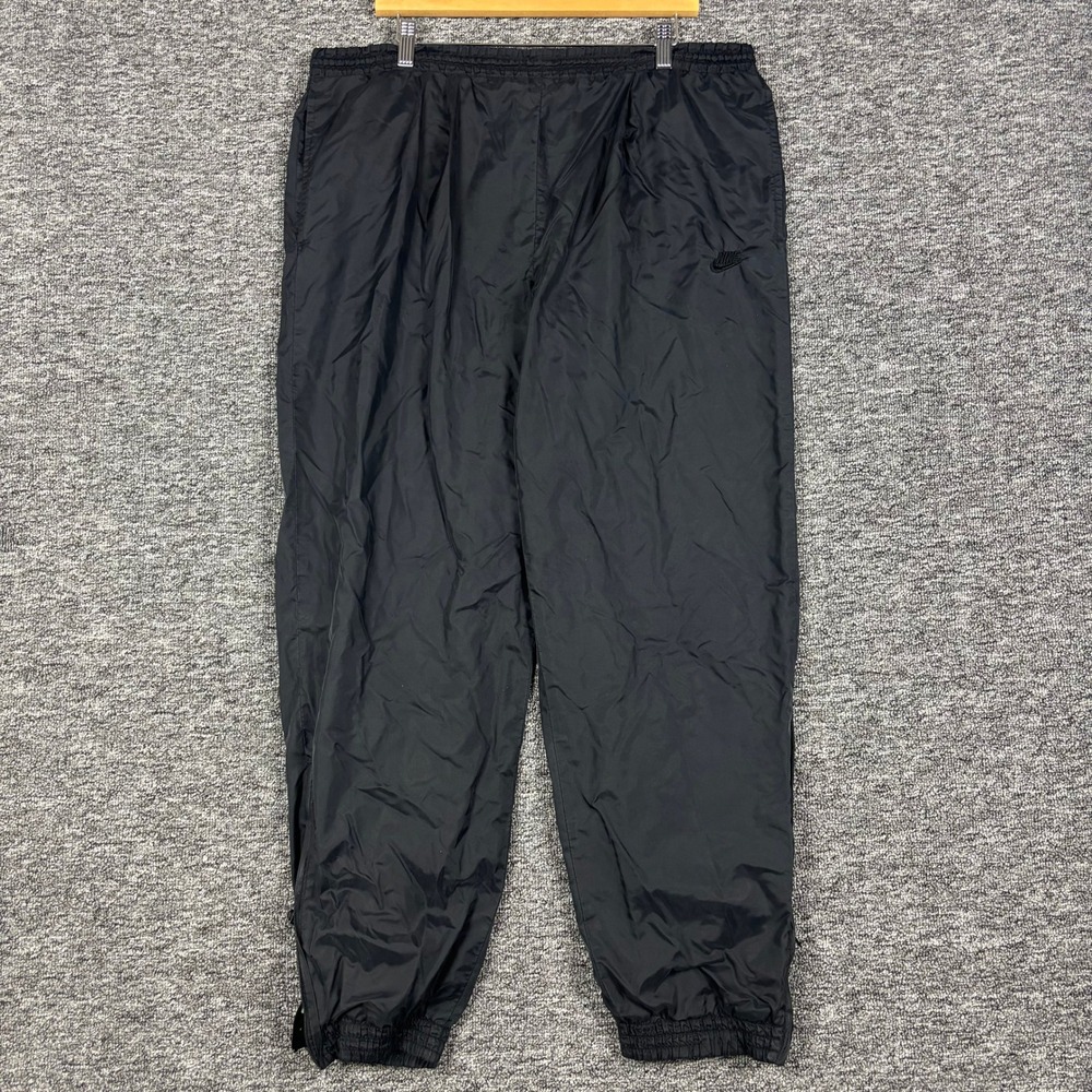 Vintage 90s Nike Embroidered Windbreaker Black Track Pants Men's Size Large